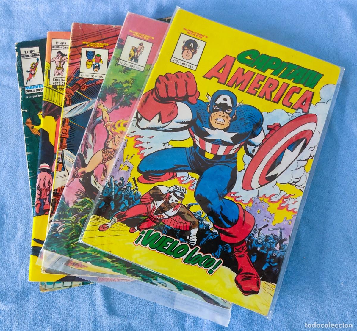 C&oacute;mics: 5 EJEMPLARES DE MUNDICOMICS MARVEL VERTICE CAPITAN AMERICA KA-ZAR LOS VENGADORES ZEMBLA MS. MARVEL