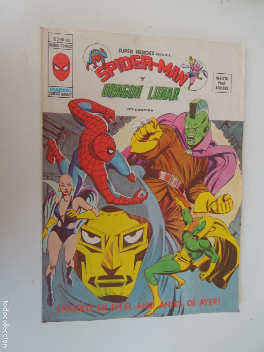 C&oacute;mics: SPIDERMAN Y DRAGON LUNAR - &iexcl;MUERTE EN EL A&Ntilde;O ANTES DE AYER N&ordm; 60- VERTICE - COMIC MUNDI 1973