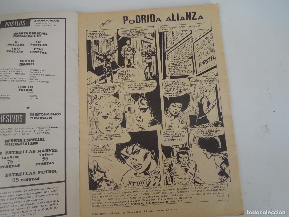 C&oacute;mics: CAPITAN AM&Eacute;RICA - EL PODER DE HYDRA - N&ordm; 21- VERTICE -MARVEL 1974 - Foto 2