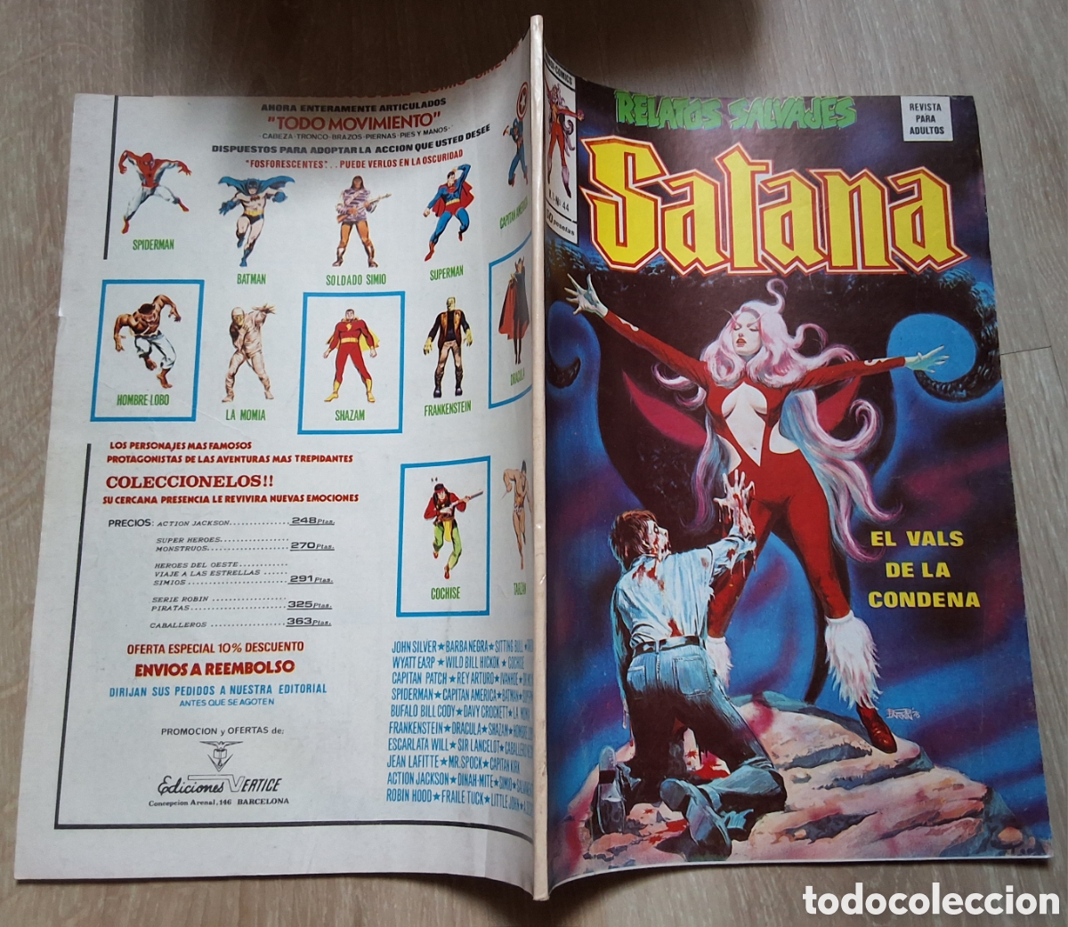 C&oacute;mics: Satana relatos salvajes comic volumen 1 n&uacute;mero 44 edita vertice