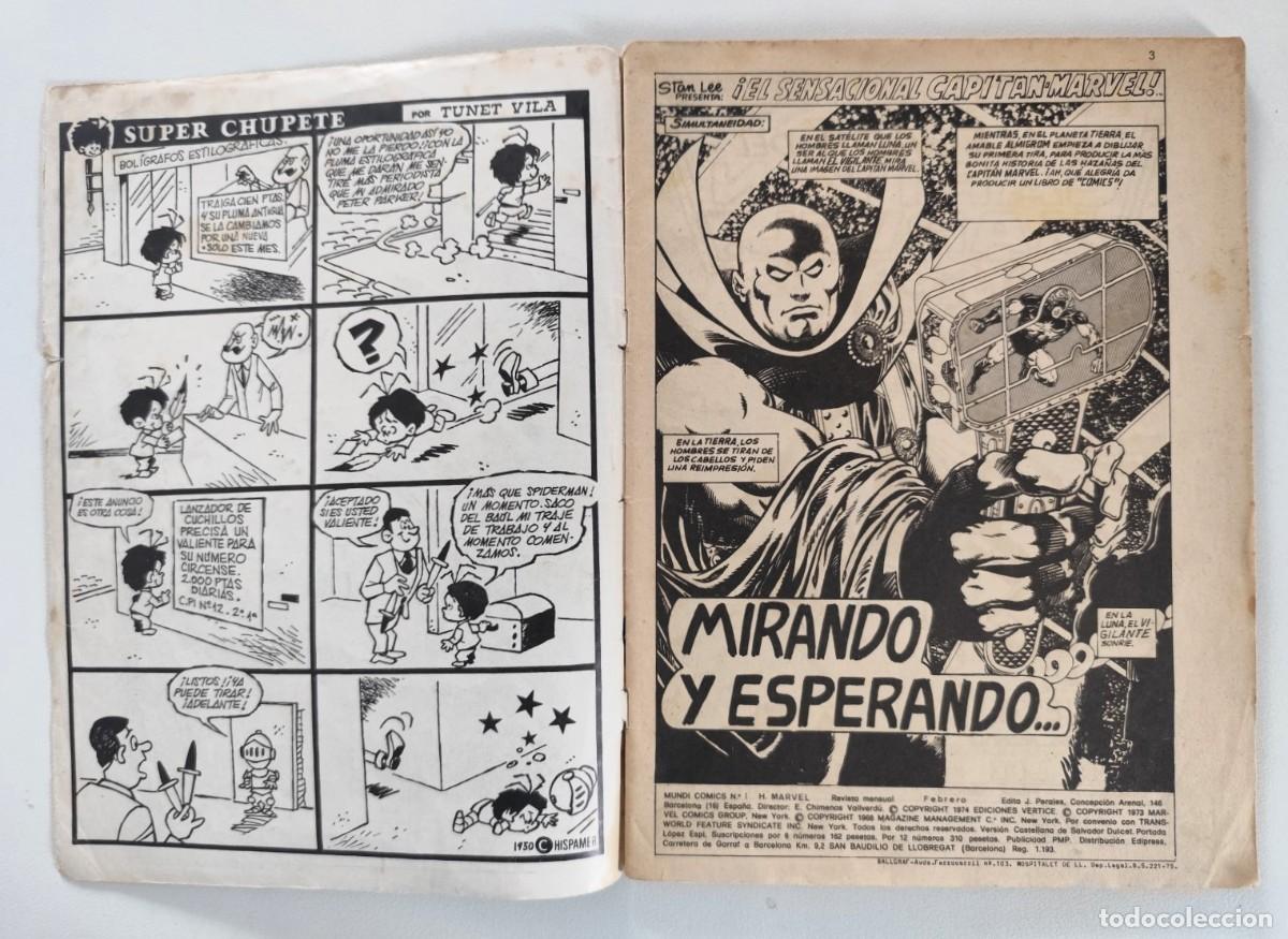 C&oacute;mics: H&Eacute;ROES MARVEL Vol.2 N&ordm; 1 - CAPITAN MARVEL Y DAN DEFENSOR ~ MARVEL/V&Eacute;RTICE (1975) - Foto 2
