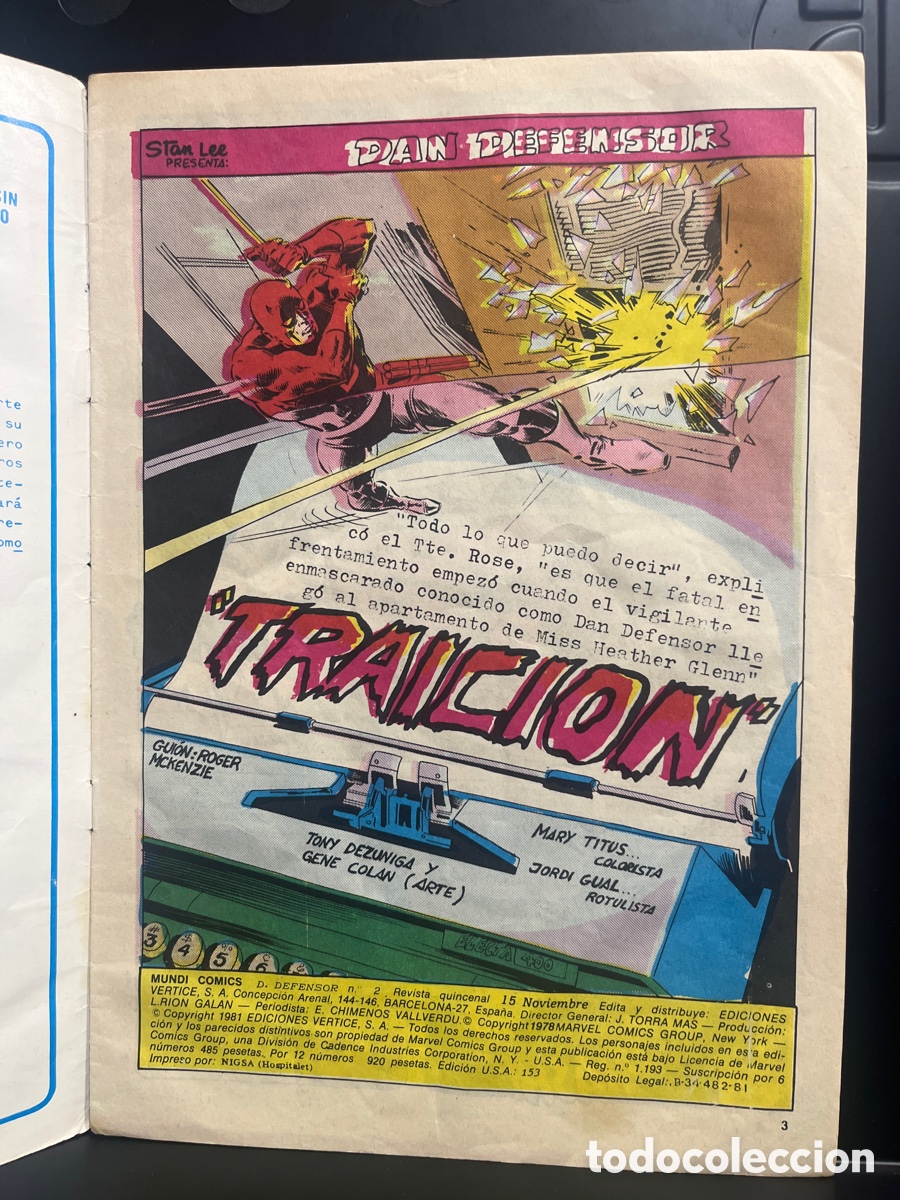 C&oacute;mics: DAN DEFENSOR VOL.4 N.2 TRAICI&Oacute;N MUNDICOMICS ( 1981/1982 ) - Foto 3