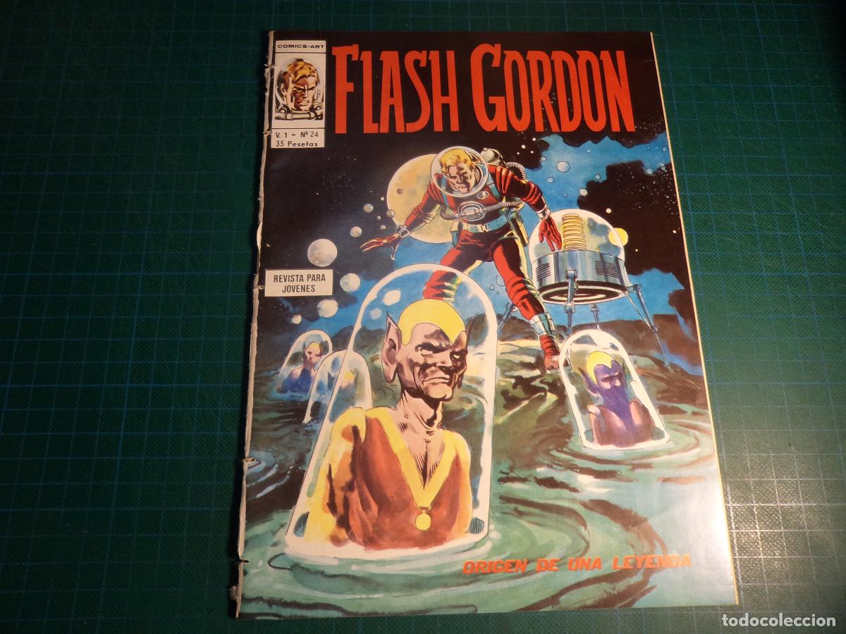 Comics: Flash Gordon Vol 1. N&ordm; 24. Vertice. Procede de encuadernacion. Lomo deteriorado. (Ref. 13-B)