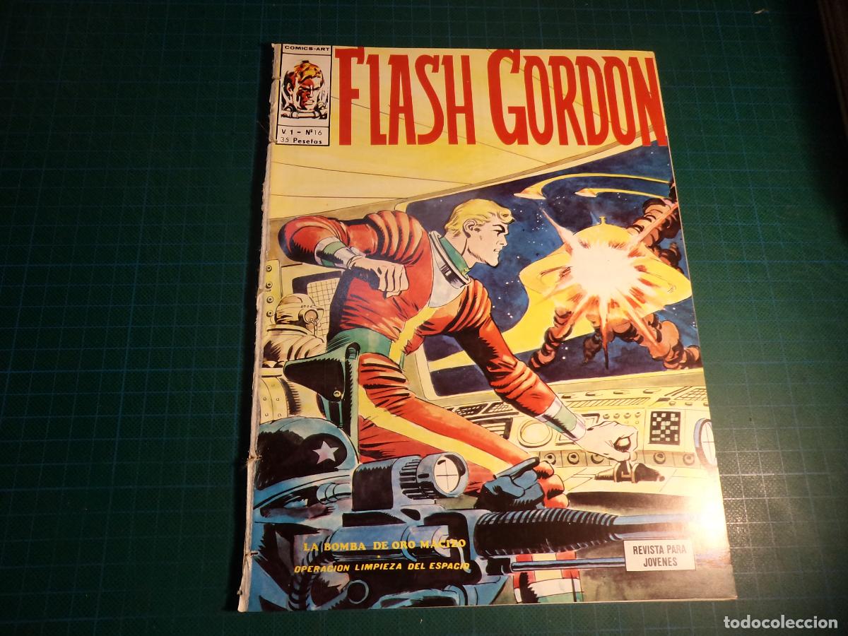 Comics: Flash Gordon Vol 1. N&ordm; 16. Vertice. Procede de encuadernacion. Lomo deteriorado. (Ref. 13-B)