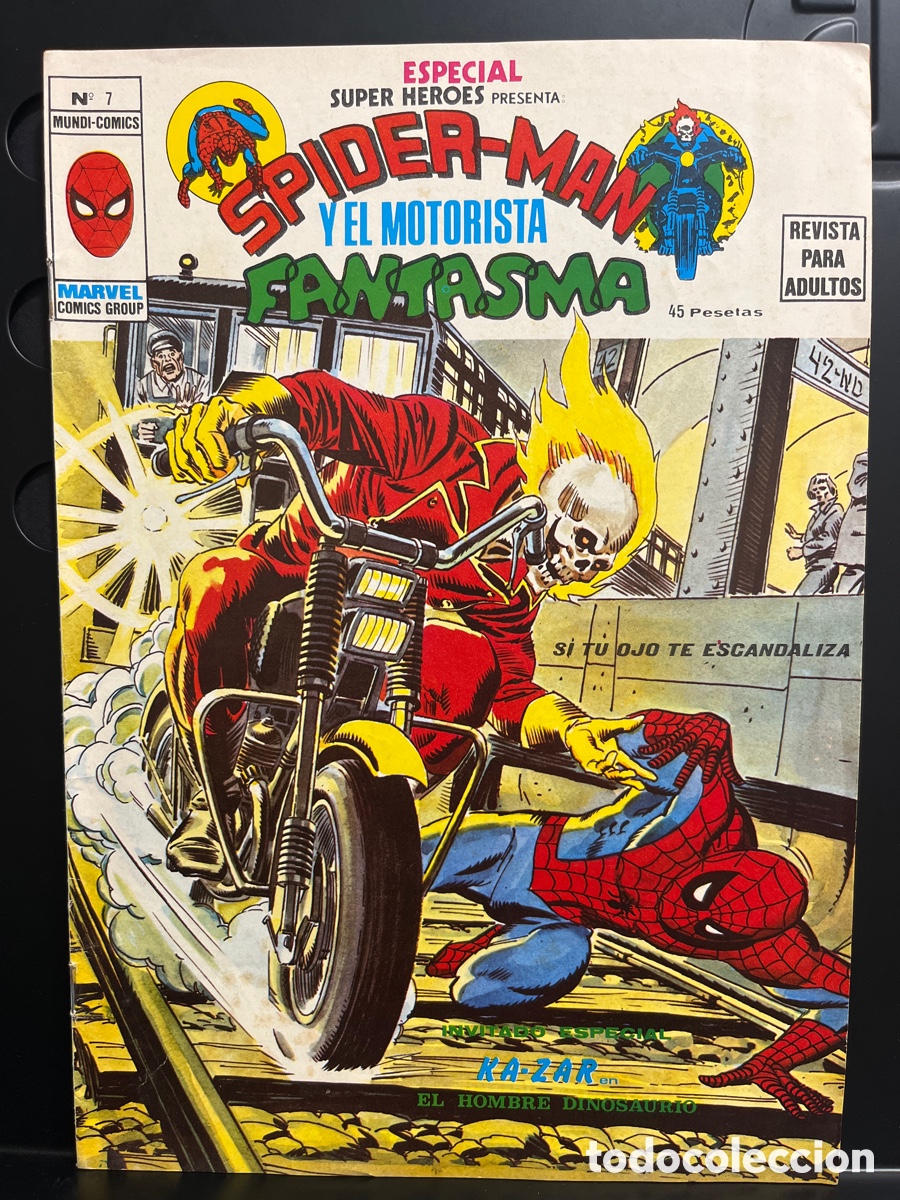 C&oacute;mics: ESPECIAL SUPER HEROES PRESENTA N.7 SPIDERMAN Y EL MOTORISTA FANTASMA SPIDER MAN MUNDI-C&Oacute;MICS (1976)