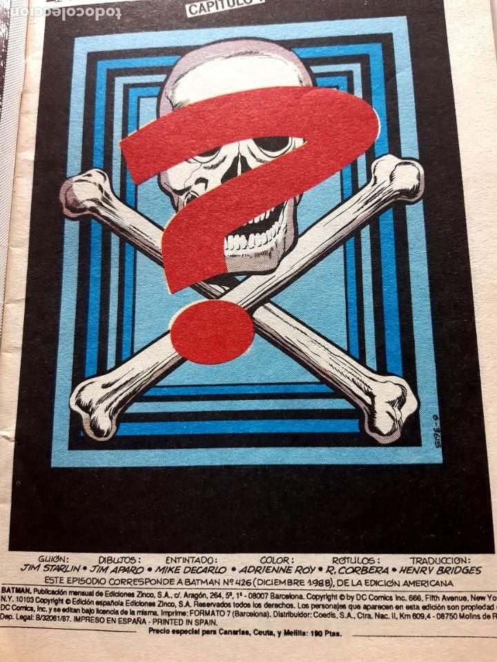 C&oacute;mics: BATMAN N&ordm;1 -EDITORIAL ZINCO-DC COMICS-1988 - Foto 2