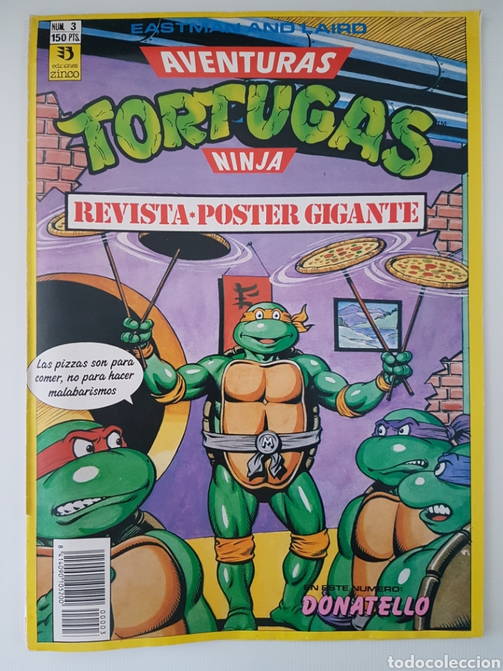 Fumetti: AVENTURAS DE LAS TORTUGAS NINJA Nº 3 - REVISTA COMIC POSTER GIGANTE DESPLEGABLE - ZINCO EDICIONES