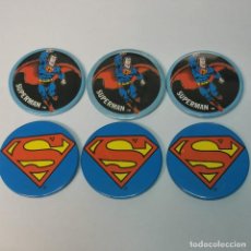 Cómics: LOTE DE 6 CHAPAS SUPERMAN - ORIGINAL AÑO 1975 Y 1978 - DC COMICS INC RAINBOW DESIGNS - DE COLECCION. Lote 329517713