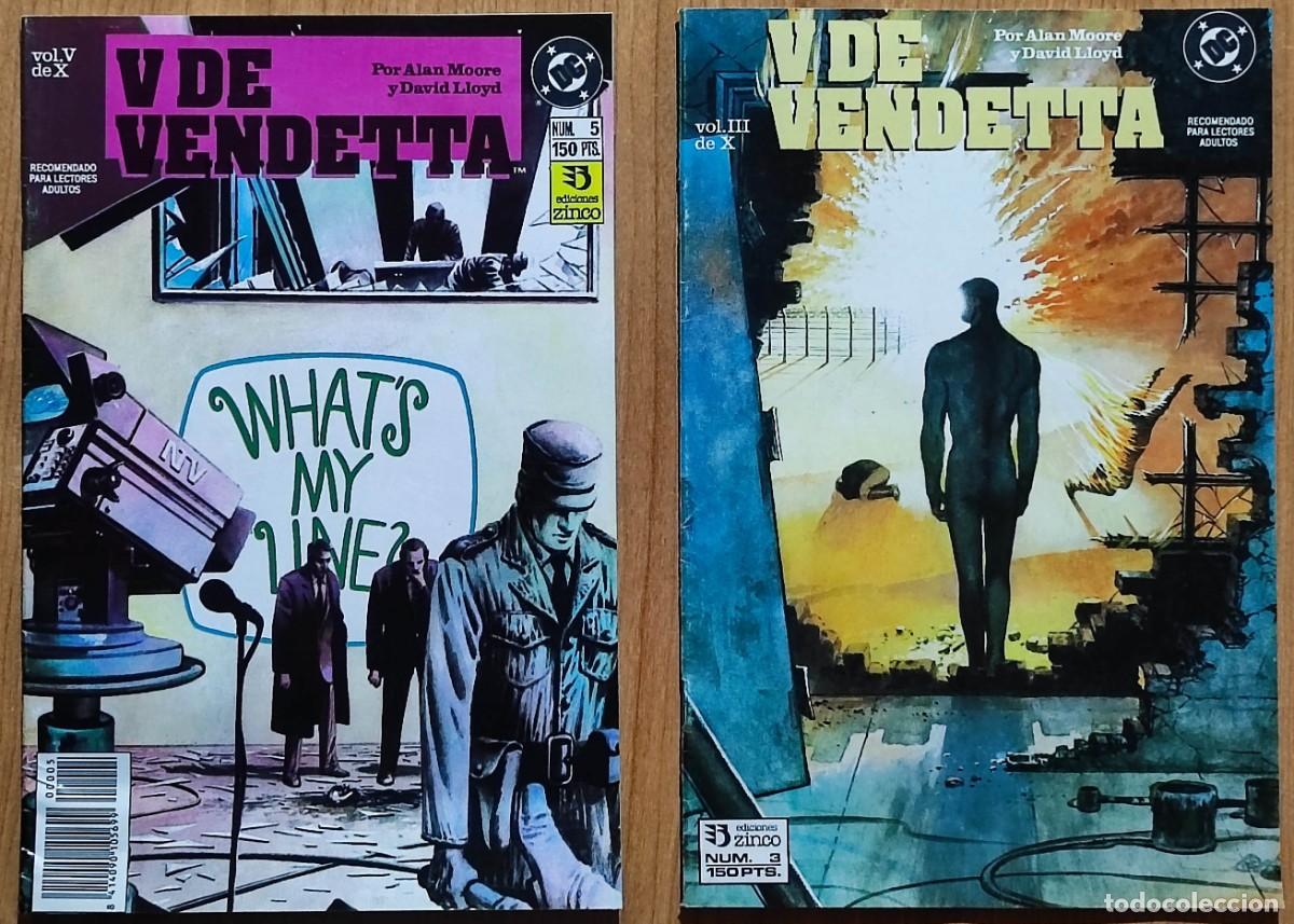 C&oacute;mics: V DE VENDETTA DOS EJEMPLARES N&ordm; 3 Y 5 ALAN MOORE / DAVID LLOYD - 1989 EDICIONES ZINCO. - Foto 1