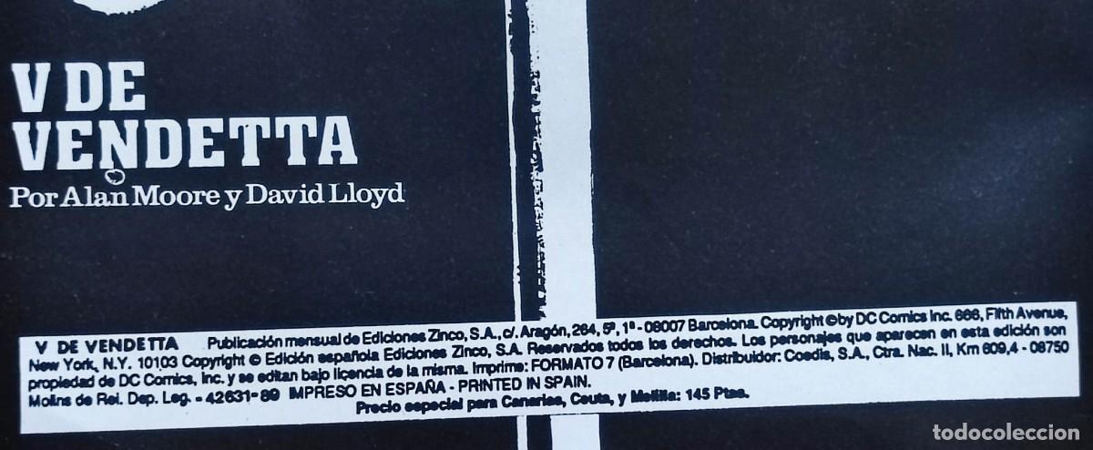 C&oacute;mics: V DE VENDETTA DOS EJEMPLARES N&ordm; 3 Y 5 ALAN MOORE / DAVID LLOYD - 1989 EDICIONES ZINCO. - Foto 5