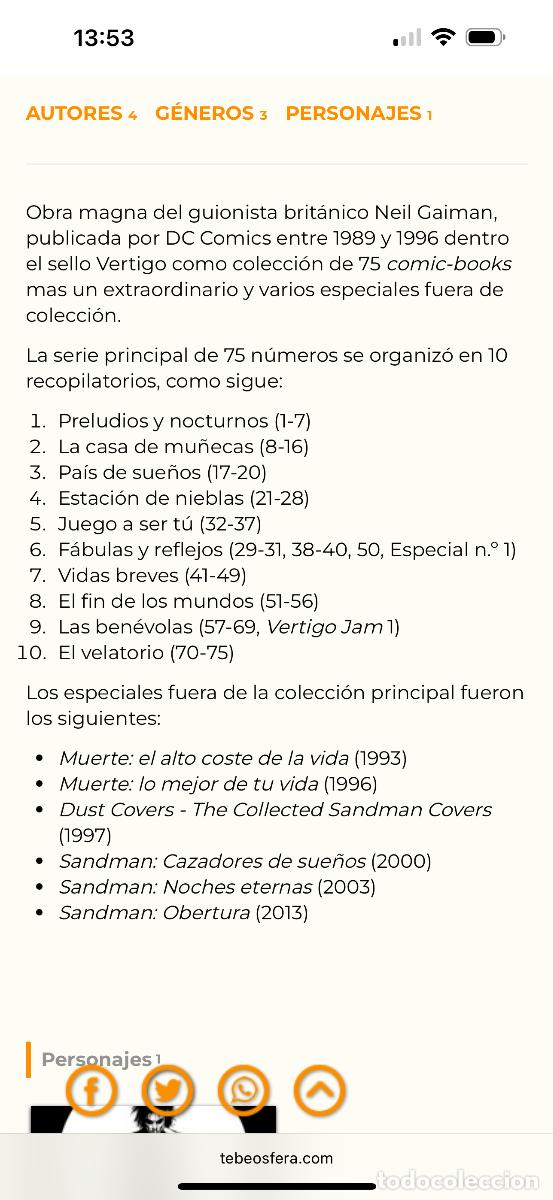 C&oacute;mics: SANDMAN &iexcl;COMPLETA! primeras ediciones - Foto 7