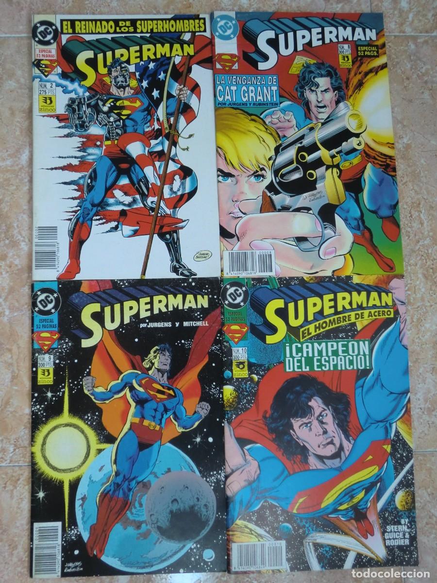 C&oacute;mics: Lote de 4 c&oacute;mics de SUPERMAN N&ordm; 2, 8, 9 y 10 (1993 y 1994) de Ediciones ZINCO - Foto 1