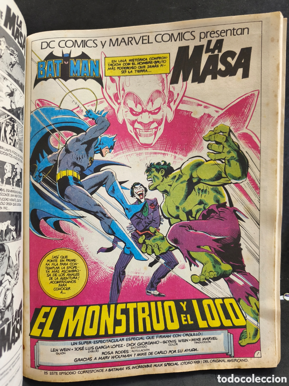 C&oacute;mics: DC Y MARVEL PRESENTAN: BATMAN VS. LA MASA. Ediciones Zinco. 1989 - Foto 2