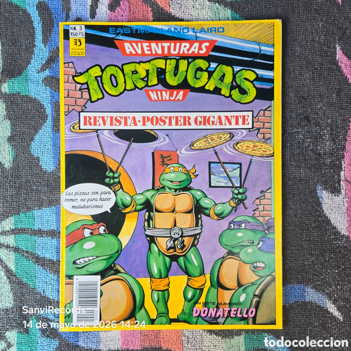 C&oacute;mics: AVENTURAS TORTUGAS NINJA 3, REVISTA POSTER GIGANTE (EASTMAN AND LAIRD) (ZINCO)