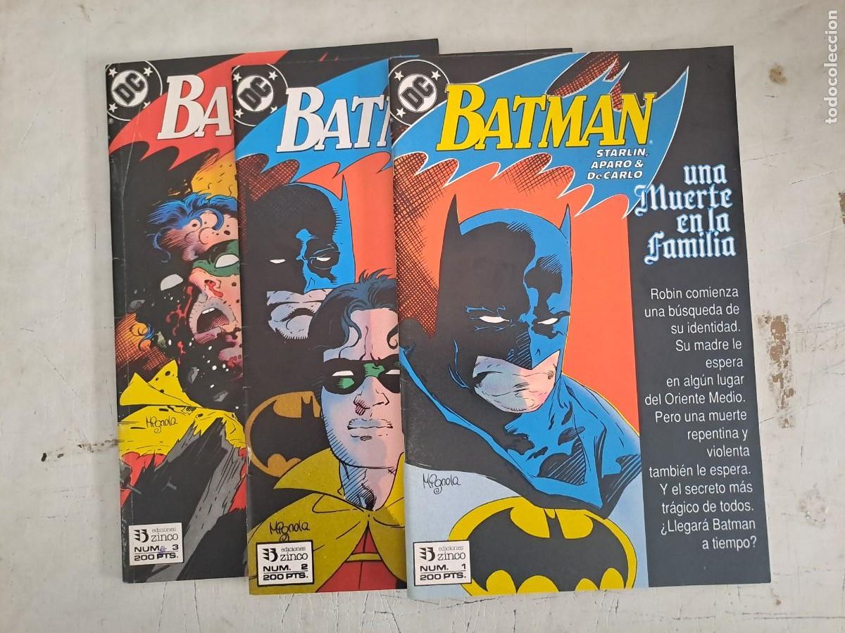 C&oacute;mics: Batman una muerte en la familia, completa 3 n&uacute;meros, Zinco en muy buen estado Bolsa DA