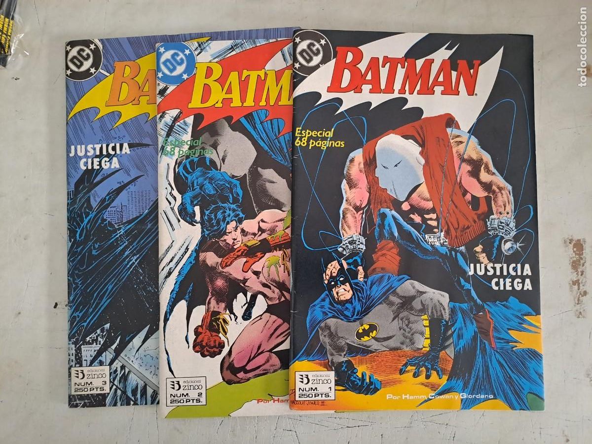 C&oacute;mics: Batman justicia ciega, completa 3 n&uacute;meros, Zinco en muy buen estado Bolsa DA