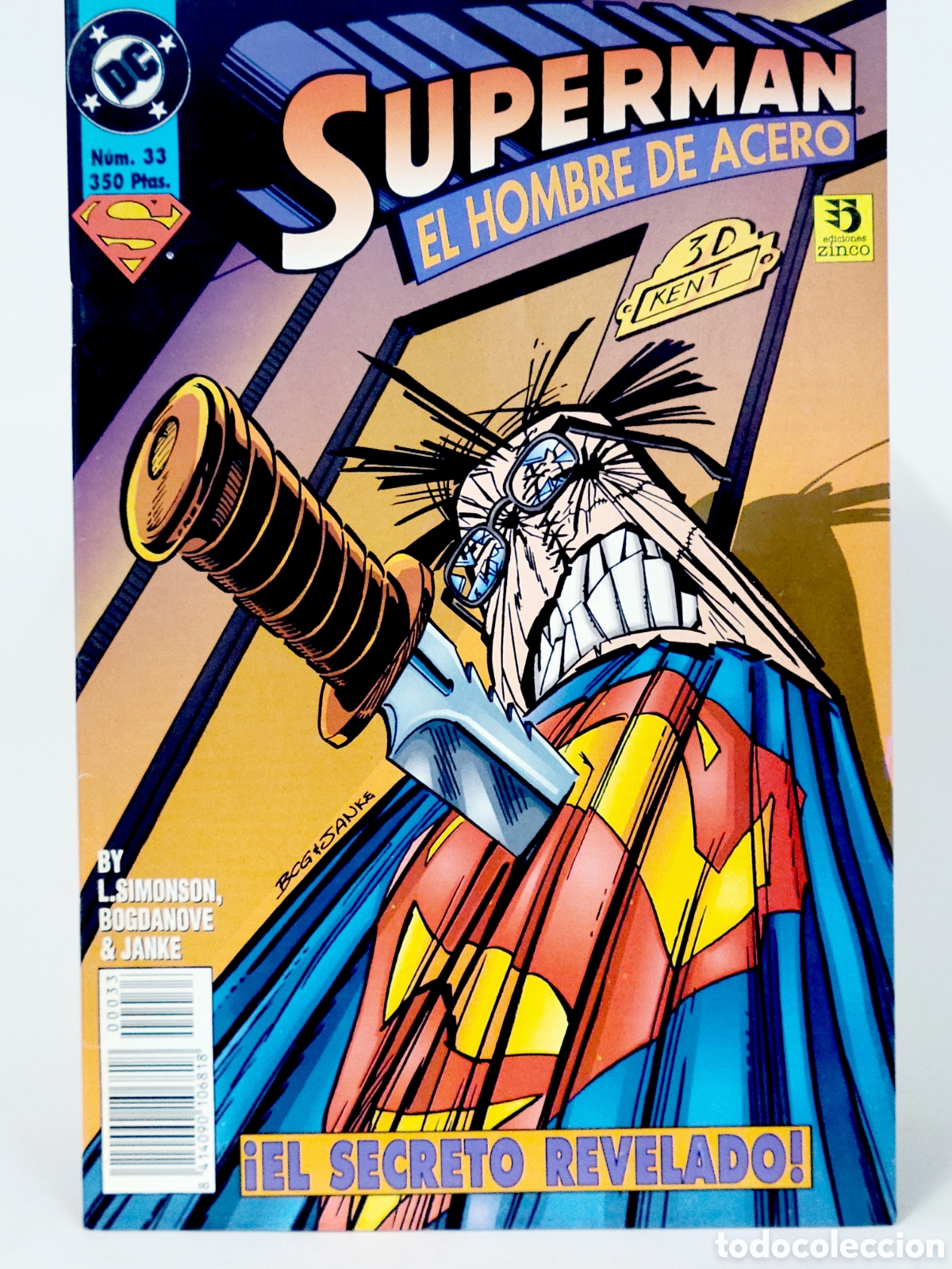 C&oacute;mics: C&Oacute;MIC SUPERMAN EL HOMBRE DE ACERO 33 DC EDICIONES ZINCO GRAPA DE KIOSCO - Foto 1