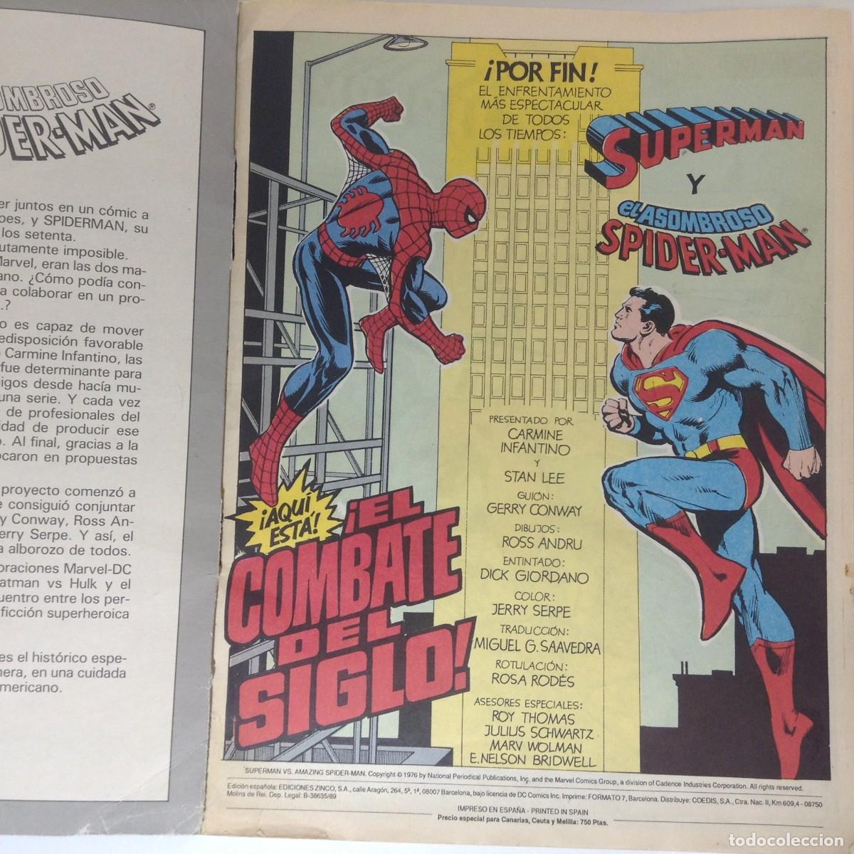 C&oacute;mics: DC Y MARVEL PRESENTAN: SUPERMAN VS EL ASOMBROSO SPIDERMAN - 1976 **EDICIONES ZIN** - Foto 11