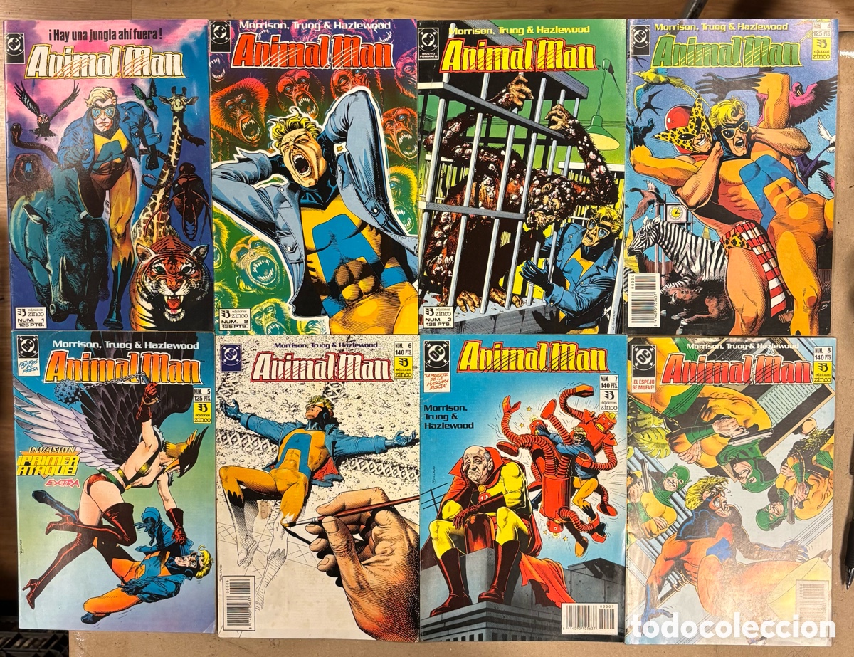 C&oacute;mics: ANIMAL MAN N&deg; 1 - 8 (DC EDICIONES ZINCO). LOTE CON LOS 8 PRIMEROS N&Uacute;MEROS.