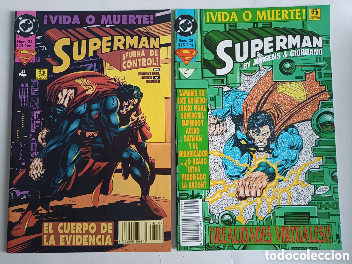 C&oacute;mics: Superm&aacute;n n&uacute;mero 24 y 25. Serie Vida o Muerte.