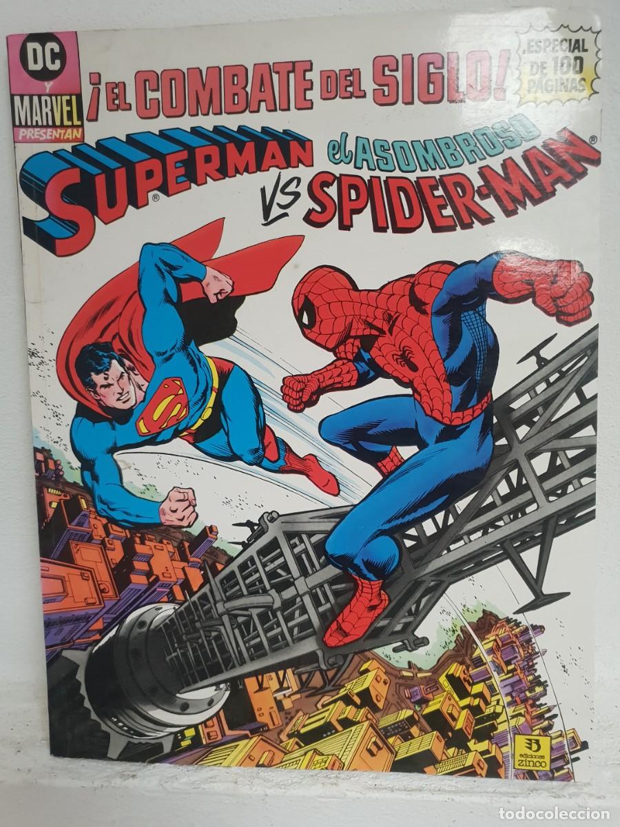 C&oacute;mics: EL COMBATE DEL SIGLO/ superman vs spiderman/ DC y Marvel/ed Zinco/1989 - Foto 1