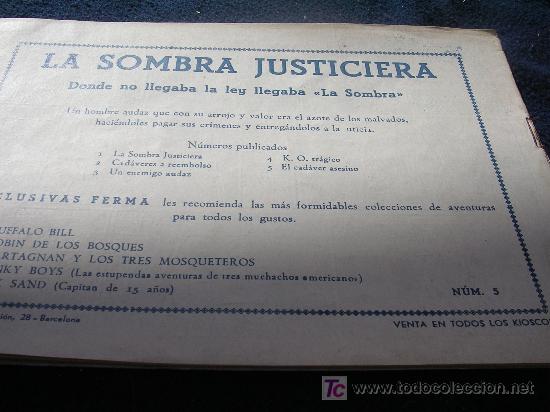 C&oacute;mics: LA SOMBRA JUSTICIERA NUMERO CINCO ORIGINAL CJ9 - Foto 2