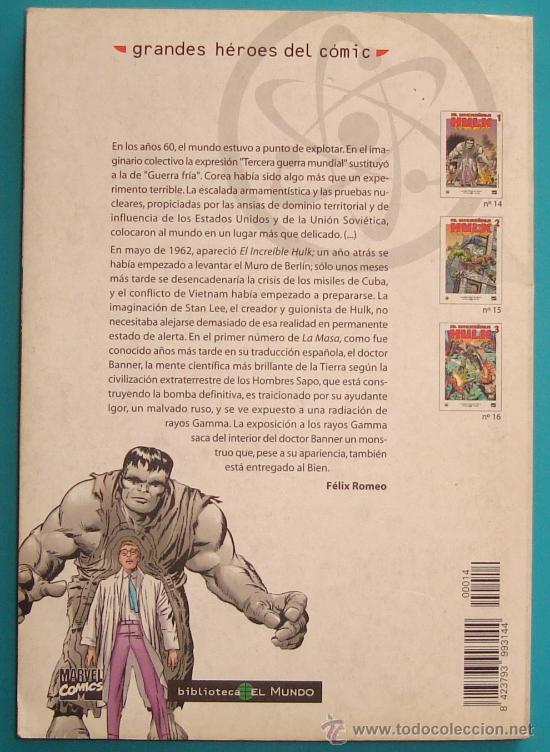C&oacute;mics: GRANDES HEROES DEL COMIC, EL MUNDO - MARVEL,  N&ordm; 14, EL INCREIBLE HULK 1 - Foto 2