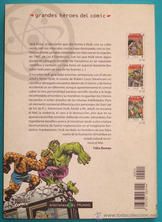 C&oacute;mics: GRANDES HEROES DEL COMIC, EL MUNDO - MARVEL,  N&ordm; 15, EL INCREIBLE HULK 2 - Foto 2