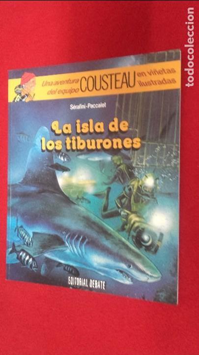 C&oacute;mics: COUSTEAU - LA ISLA DE LOS TIBURONES - SERAFINI & PACCALET - ED. DEBATE - RUSTICA - Foto 1