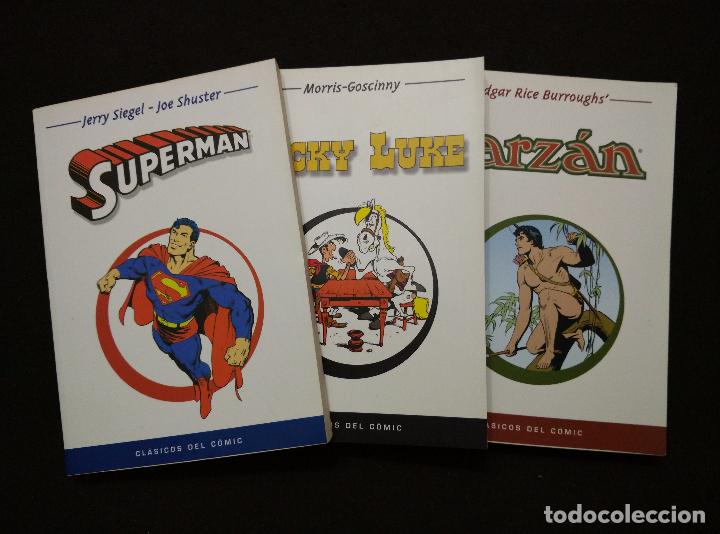 C&oacute;mics: CL&Aacute;SICOS DEL COMIC. 3 TOMOS: LUCKY LUKE, SUPERM&Aacute;N Y TARZ&Aacute;N. - Foto 1
