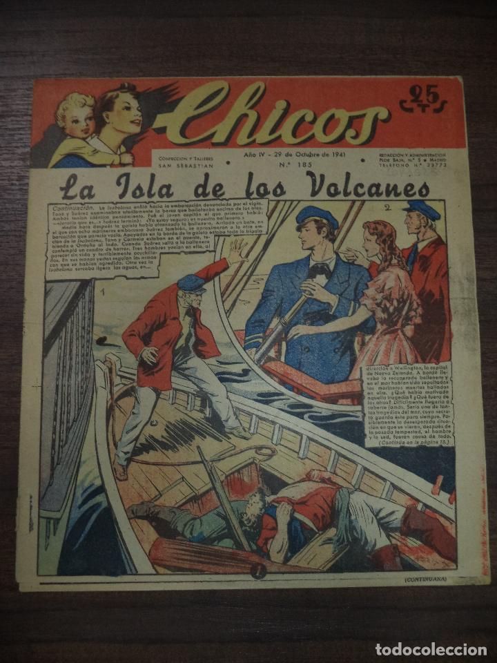 Comics : CHICOS. LA ISLA DE LOS VOLCANES. A&Ntilde;O IV. N &ordm; 185. 1941. SAN SEBASTIAN. TALLERES OFFSET.