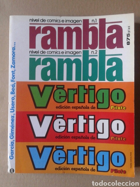 Fumetti: Recopilatorio de las revistas Rambla (n&uacute;meros 1-2) y V&eacute;rtigo (n&uacute;meros 8-9-10). 400 p&aacute;ginas.