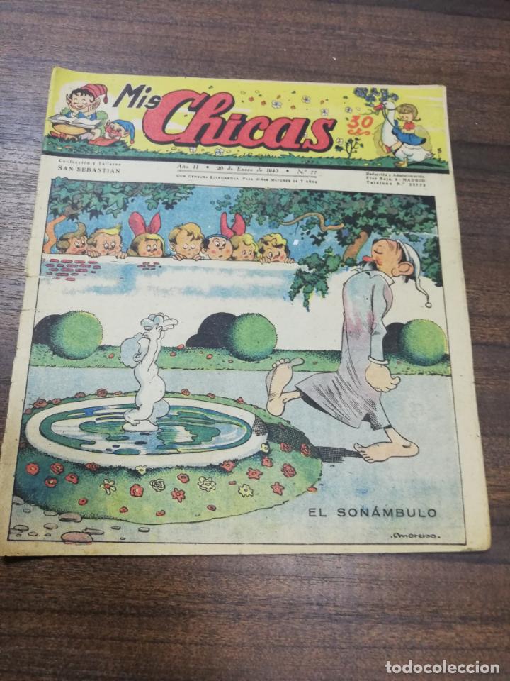 C&oacute;mics: MIS CHICAS. A&Ntilde;O II. ENERO DE 1943. N&ordm; 77. COLECCION Y TALLERES SAN SEBASTIAN.