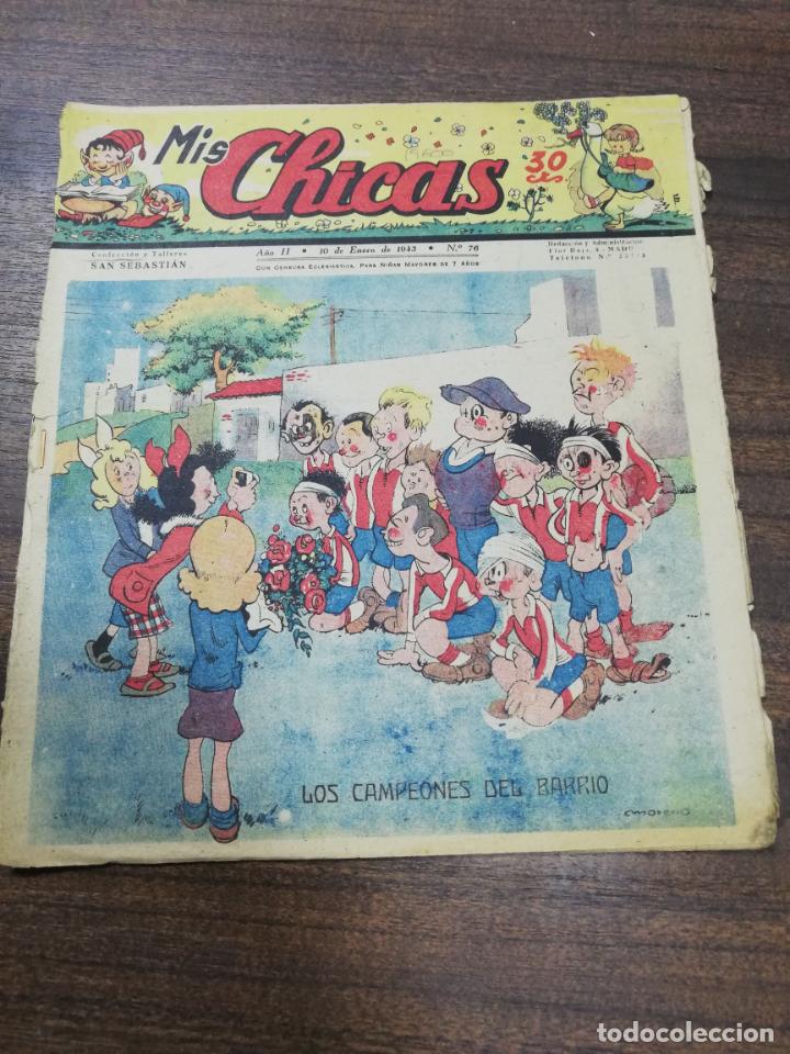 C&oacute;mics: MIS CHICAS. A&Ntilde;O II. ENERO DE 1943. N&ordm; 76. COLECCION Y TALLERES SAN SEBASTIAN.