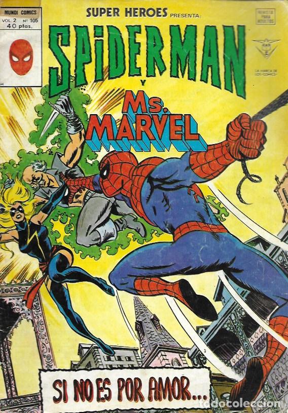 C&oacute;mics: Super Heroes v2. V&eacute;rtice 1974. N&ordm; 105 - Spiderman y Ms. Marvel - Foto 1