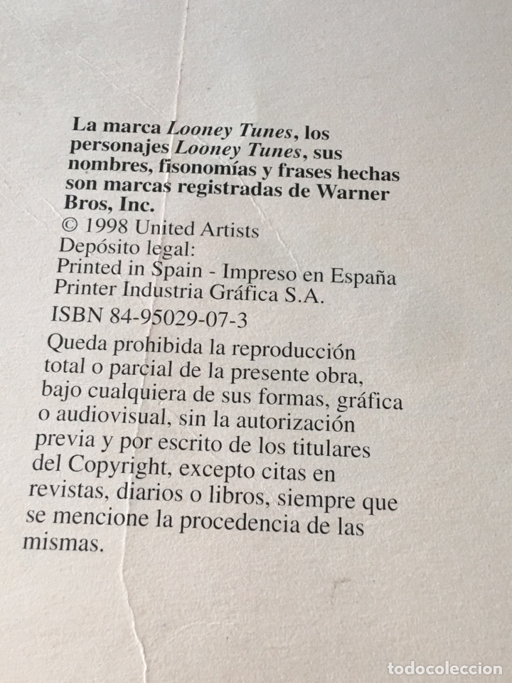C&oacute;mics: CUENTO COLECCI&Oacute;N SUPERESTRELLAS ANIMADAS SPEEDY GONZALEZ N&Uacute;M.8 ( 1998 WARNER BROS) - Foto 2