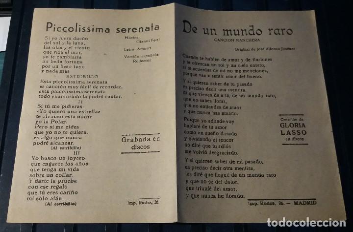 C&oacute;mics: Cancionero 2 hojas. Gloria Lasso. Elder Barder. - Foto 1