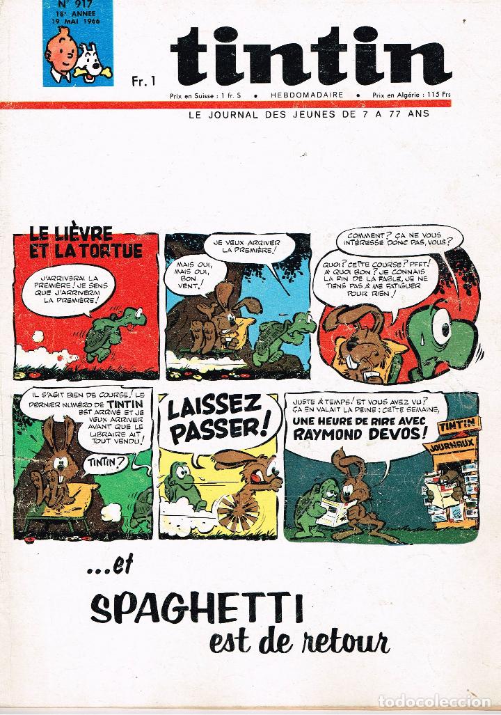 C&oacute;mics: Revista Tintin n&ordm; 917,a&ntilde;o 1966.Original franc&eacute;s.
