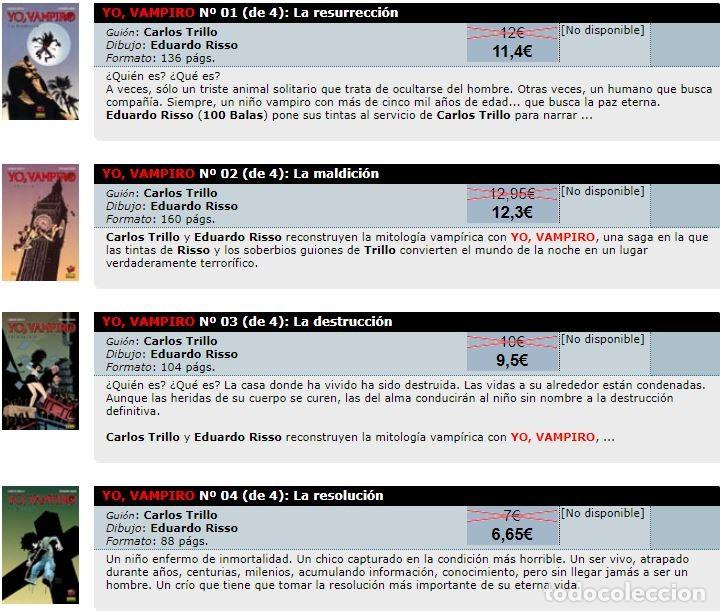 C&oacute;mics: NUEVO (precintado) - YO, VAMPIRO 1 2 3 4 COMPLETA - Carlos Trillo / E Risso - MADE IN HELL - Foto 2