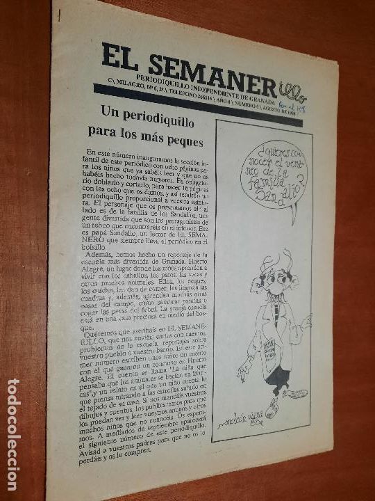 C&oacute;mics: EL SEMANERILLO 0. 1988. SUPLEMENTO DEL PERI&Oacute;DICO SEMANERO PARA NI&Ntilde;OS. GRAPA.16 P&Aacute;GINAS. DIFICIL