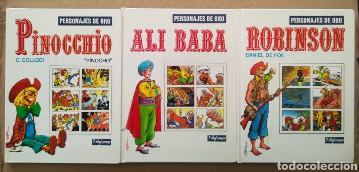 Fumetti: Lote Personajes de Oro: Pinocchio/Alí Babá/Robinson/Tom Sawyer/Heidi (Vilafranca/Nabau, 1991).