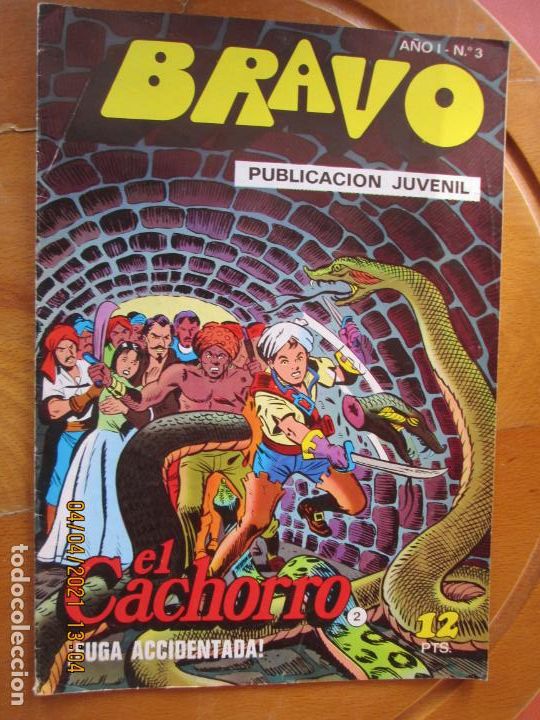 Comics : BRAVO N&ordm; 3 PUBLICACION JUVENIL EL CACHORRO - FUGA ACCIDENTADA - BRUGUERA A&Ntilde;O 1976