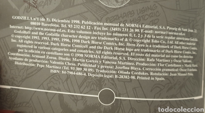 C&oacute;mics: LOTE 2 COMICS TEBEOS GODZILLA (Norma, 1998) - Foto 2