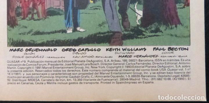 C&oacute;mics: Comic Quasar,El vengador cosmico,Marvel,Comics,Forum,Numero 9,A&ntilde;o 1993. - Foto 8