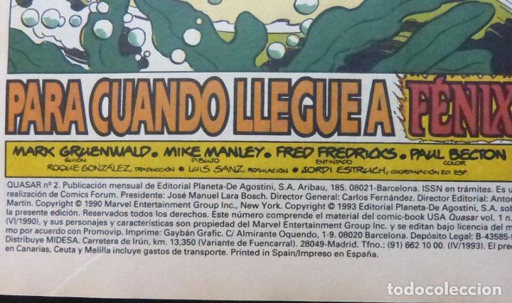 C&oacute;mics: Comic Quasar,El vengador cosmico,Marvel,Comics,Forum,Numero 2,A&ntilde;o 1993 - Foto 3