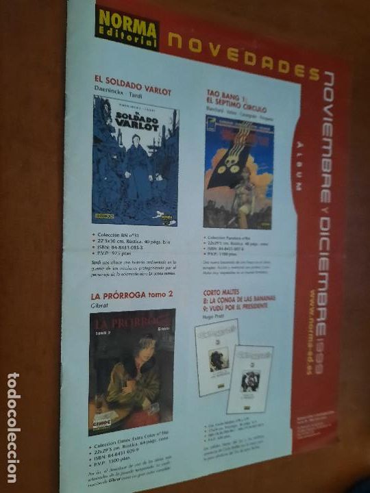Comics: NORMA EDITORIAL. NOVIEMBRE-DICIEMBRE 1999. BOLET&Iacute;N. BUEN ESTADO. DOBLADO