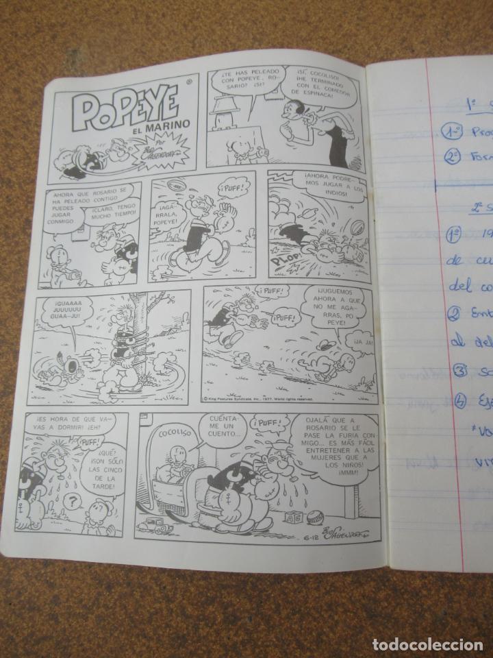 C&oacute;mics: Popeye - Libreta escolar usada que incluye portada y 3 c&oacute;mics de Popeye. - Foto 2