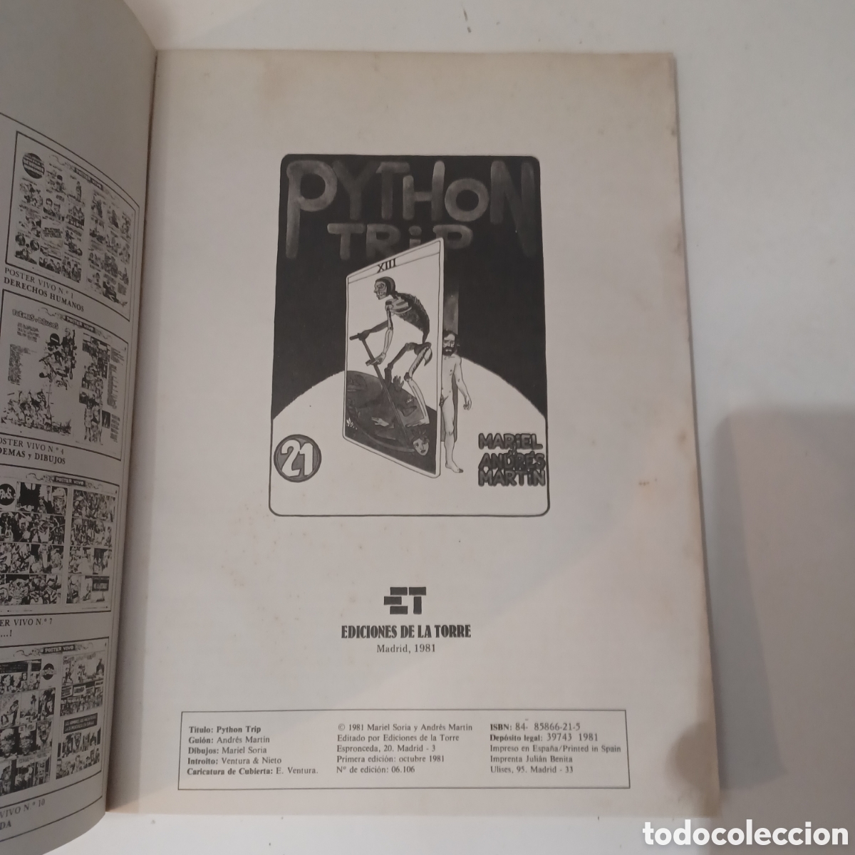 C&oacute;mics: Python Trip de Mariel y Andr&eacute;s Mart&iacute;n Coleccion Papel Vivo N&deg; 21 Ed. De la Torre 1981 - Foto 2