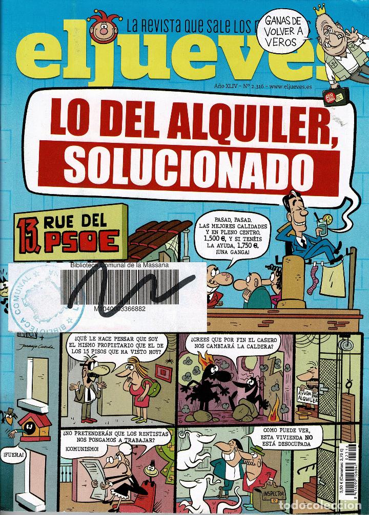 C&oacute;mics: Revista el Jueves n&ordm; 2316.ediciones RBA,(procede biblioteca).