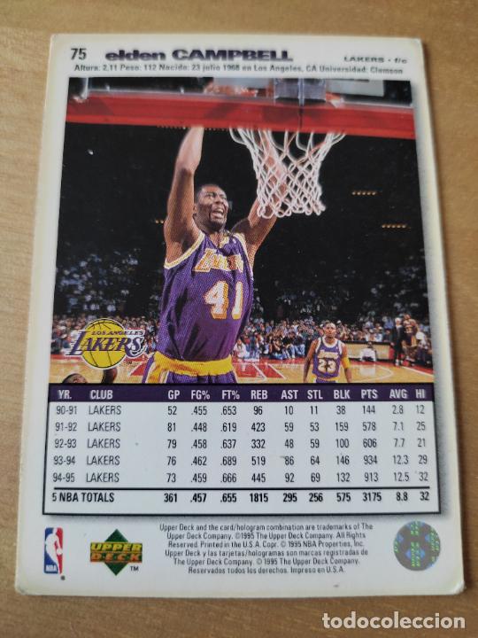 C&oacute;mics: CAMPBELL N&ordm; 75 LAKERS CARD 1995 UPPER DECK NBA BASKET - Foto 2